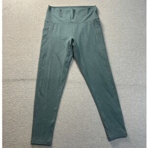 prAna Ribbed High Rise Leggings Womens‎ Large Sage Green 7/8 Yoga Workout Pants